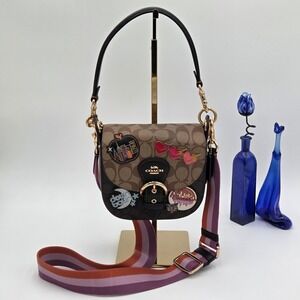 Coach Kleo Shoulder Bag 17 Colorblock Signature Canvas Disco Patches C6917